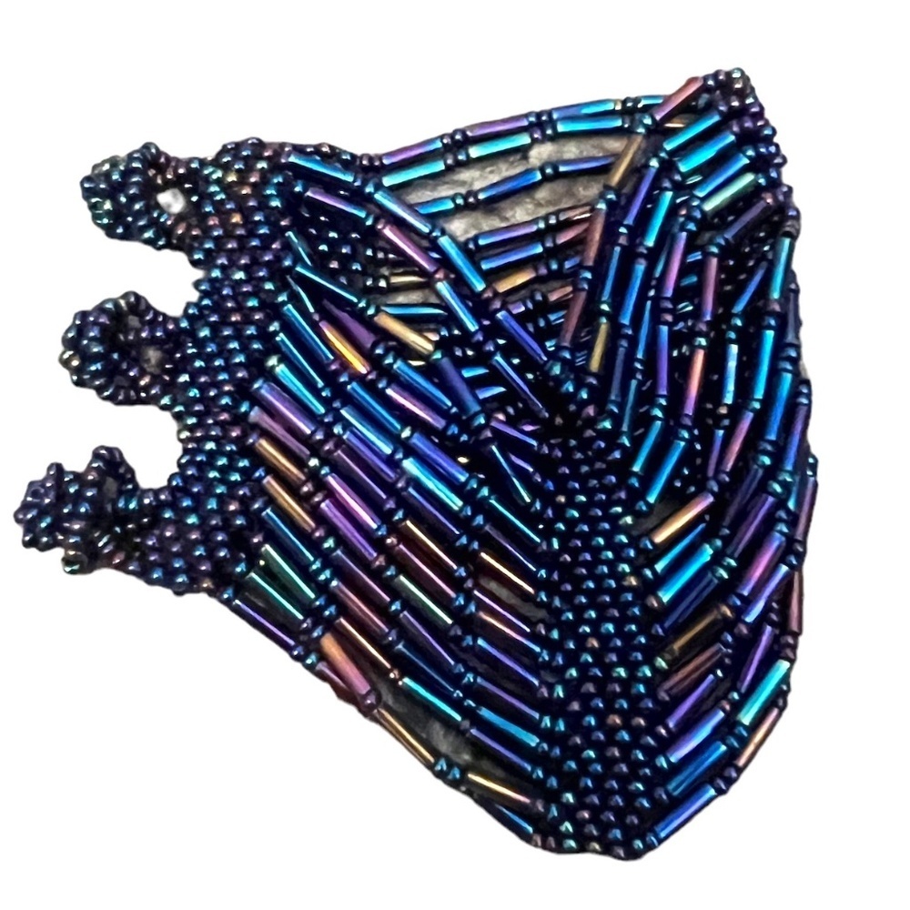 Vintage Women's Reclaimed Beaded Shell  Bracelet In Dark Navy/Green‎ Hues